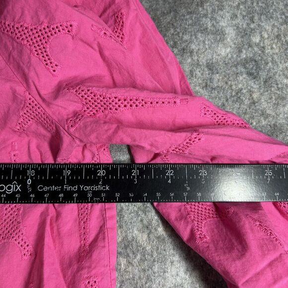 Karl Lagerfeld Top Women’s Large Paris Eiffel Tower Print Blouse Puff Sleeve - Picture 8 of 8